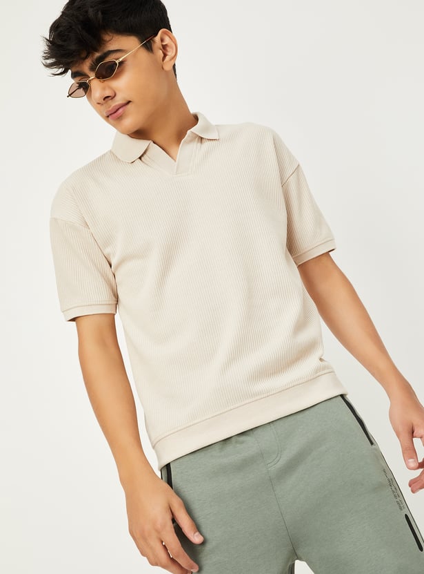 Boys Ribbed Polo T-shirt
