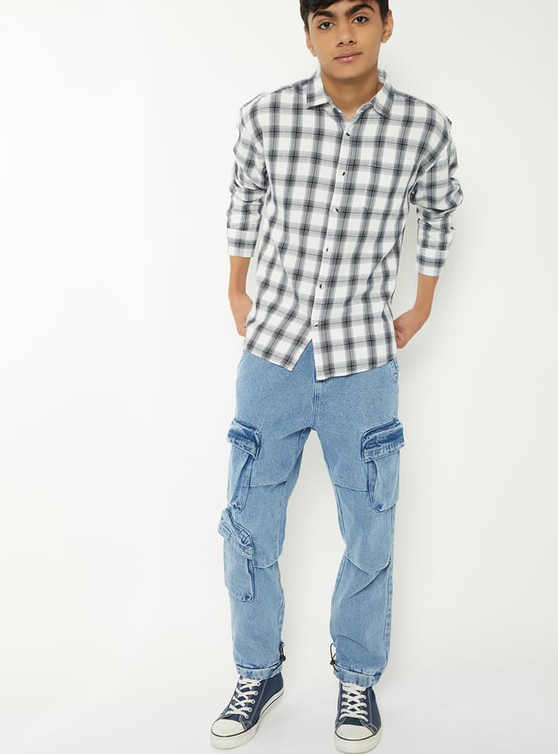 Boys Checked Regular Fit Shirt