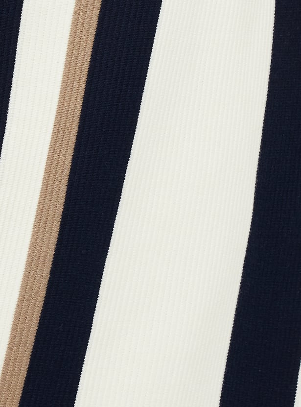 Men Striped Knit Polo T-shirt