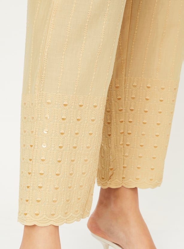 Women Embroidered Straight Pants