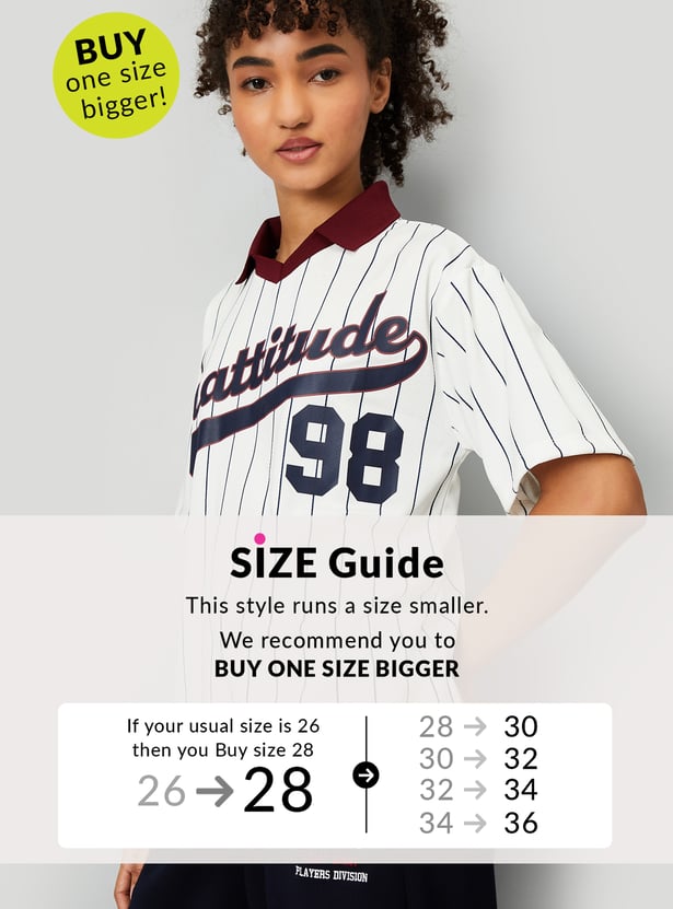 Women Striped Oversized Sports Polo T-shirt