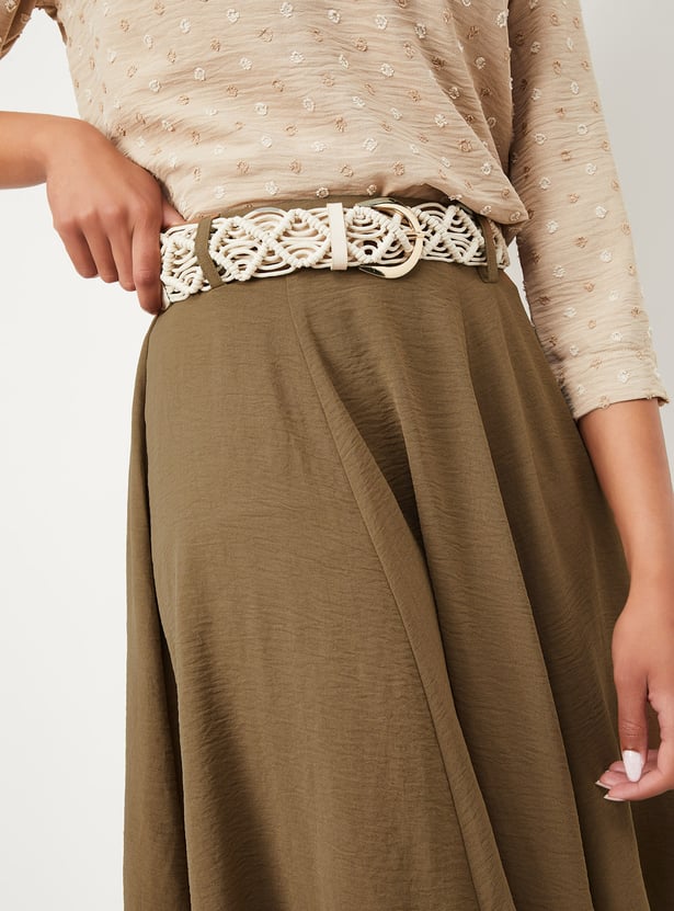 Buy Women Textured A-line Midi Skirt Online at just Rs. 1199.0
