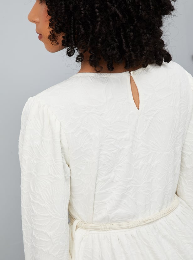 Women Floral Textured Midi Dress