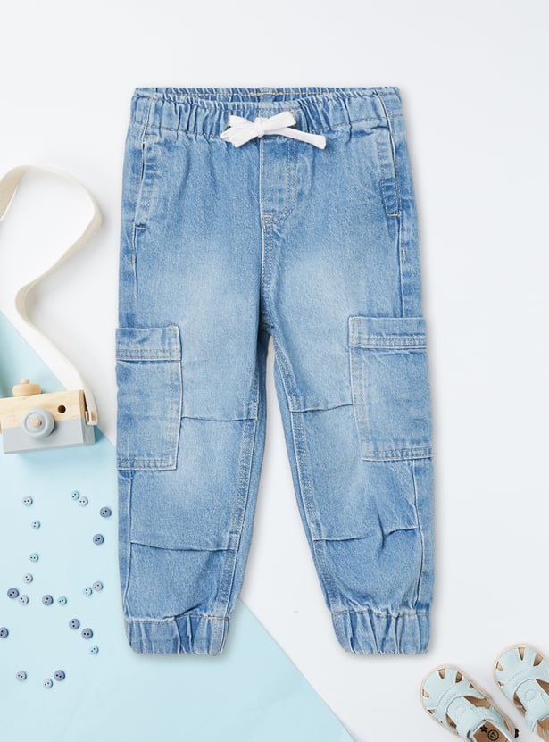 Boys Washed Relaxed Fit Cargo Joggers