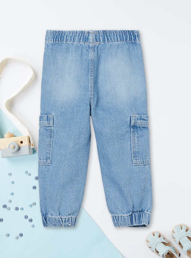 Boys Washed Relaxed Fit Cargo Joggers