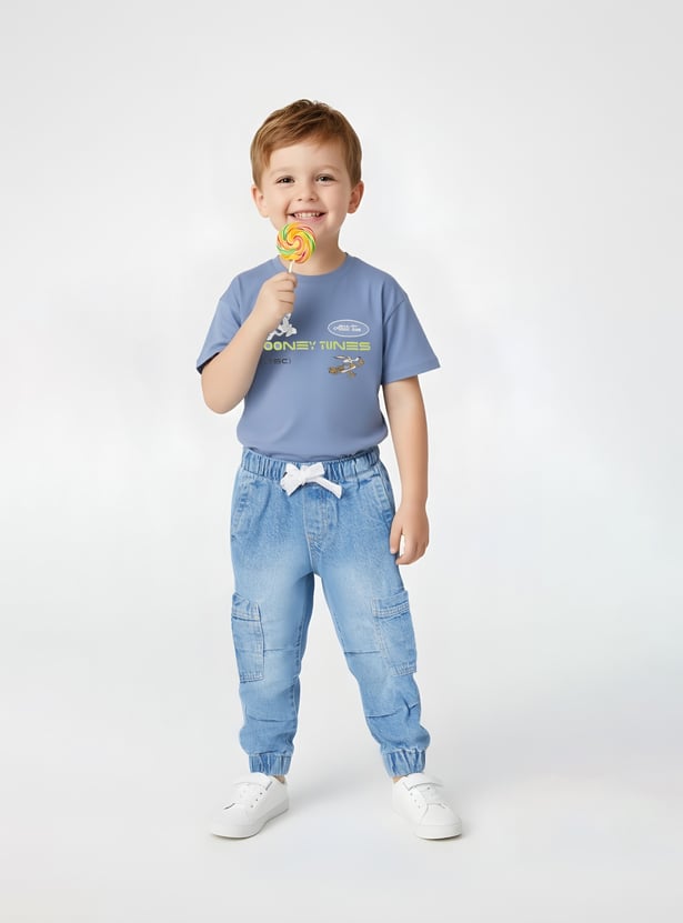 Boys Washed Relaxed Fit Cargo Joggers