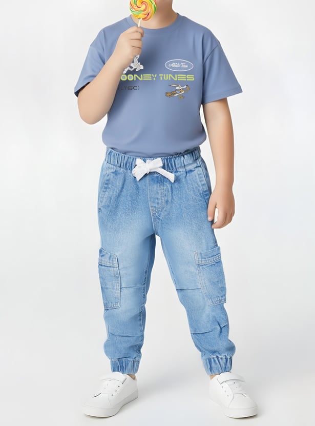 Boys Washed Relaxed Fit Cargo Joggers