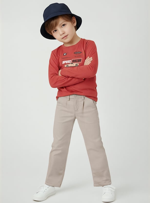 Boys Textured Relaxed Fit Trousers