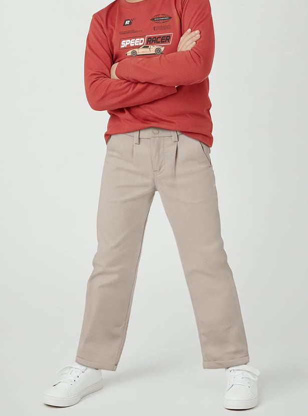 Boys Textured Relaxed Fit Trousers