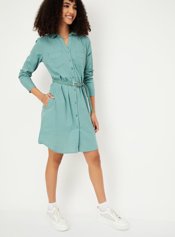 Women Textured Shirt Dress
