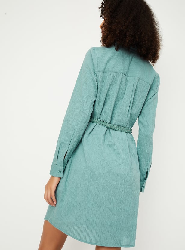 Women Textured Shirt Dress