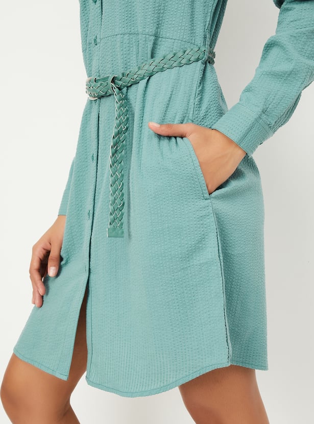 Women Textured Shirt Dress