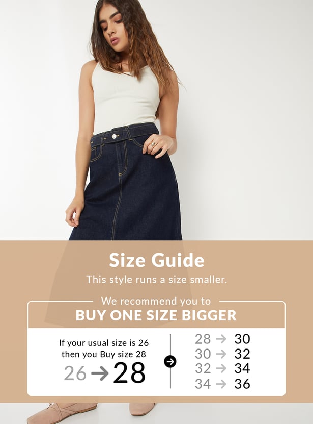 Women Solid Denim Skirt