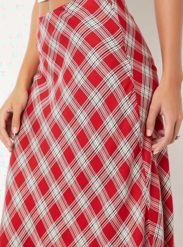 Midi Dress Plaid Midi Skirt Red Midi Skirt Red Skater Skirt Knee