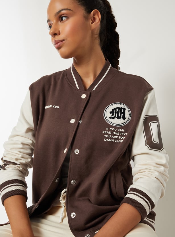 Women Printed Varsity Jacket