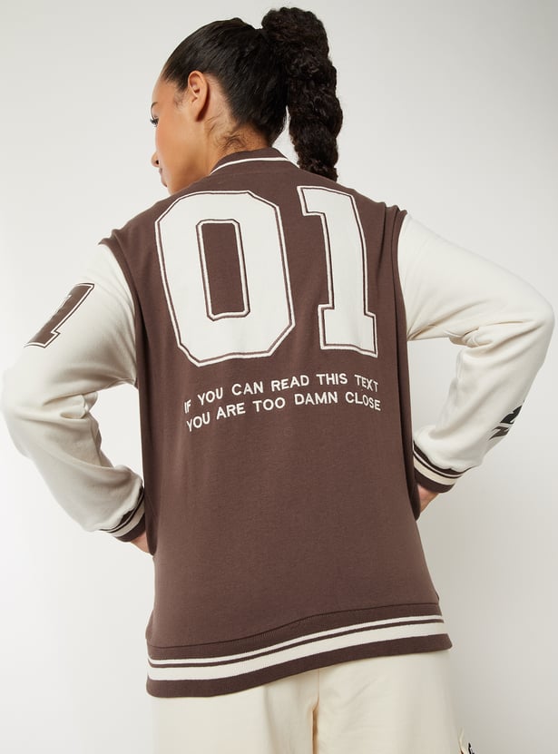 Women Printed Varsity Jacket