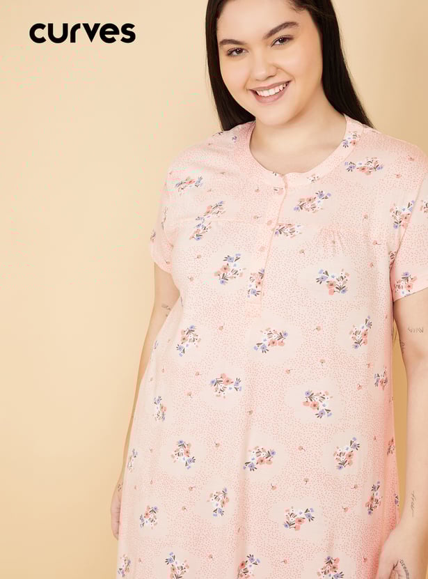 Women Floral Print Maxi Night Gown