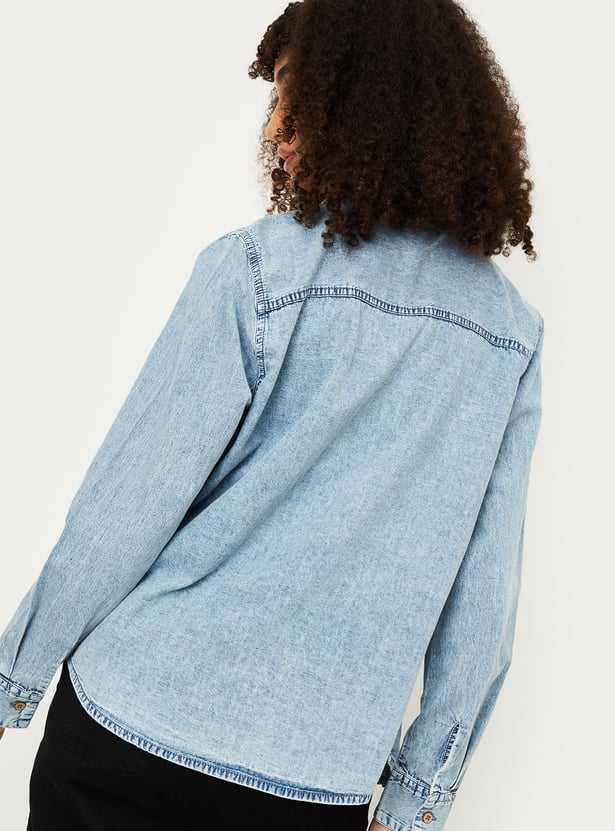 Women Washed Regular Fit Denim Shirt
