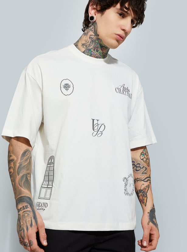URB_N Men Placement Print Oversized T-shirt