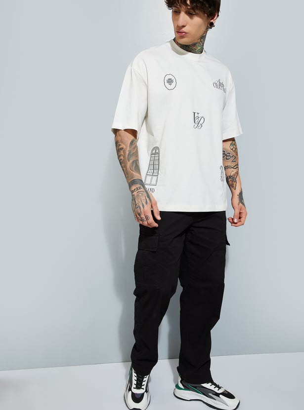 URB_N Men Placement Print Oversized T-shirt