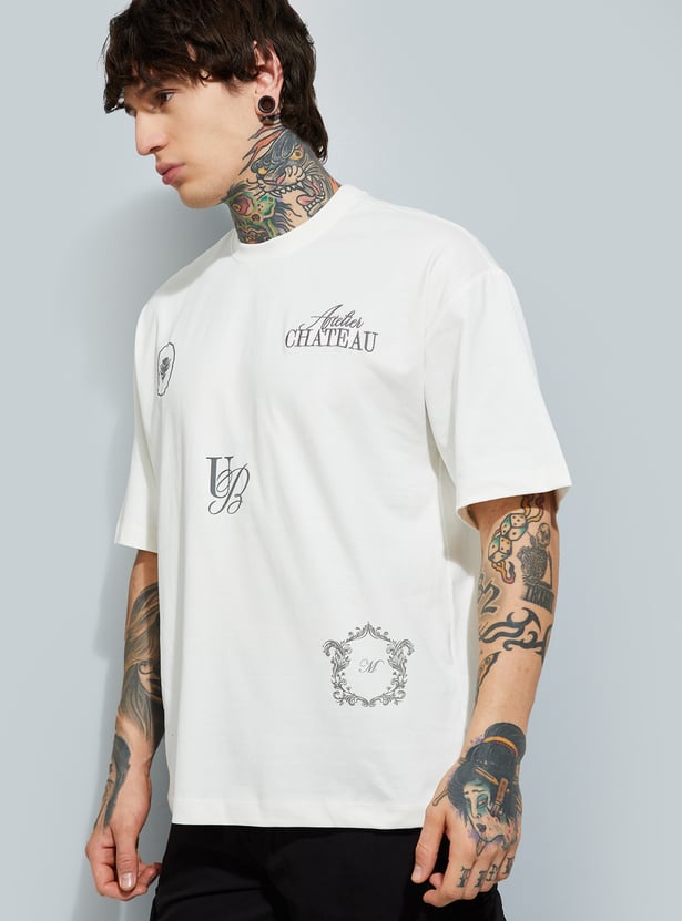 URB_N Men Placement Print Oversized T-shirt