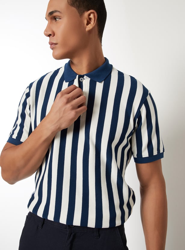 Men Striped Polo T-shirt