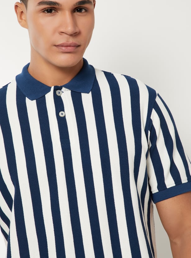 Men Striped Polo T-shirt