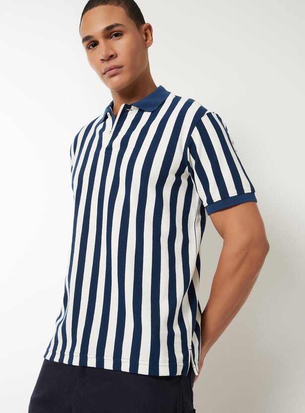 Men Striped Polo T-shirt