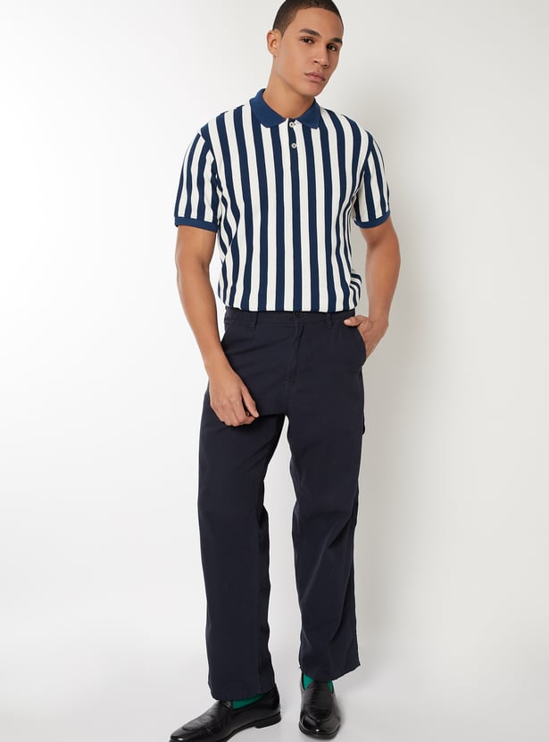 Men Striped Polo T-shirt