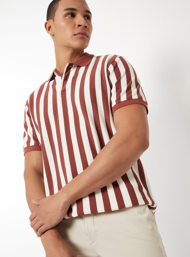 Men Striped Polo T-shirt