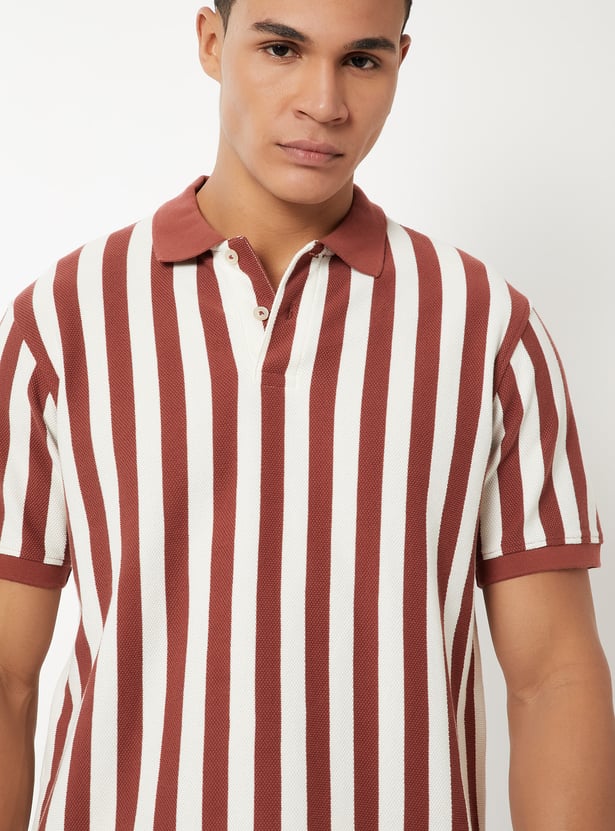Men Striped Polo T-shirt