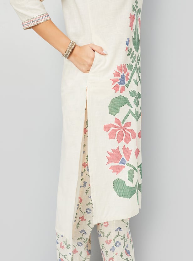 Women Floral Print Straight Kurta Set