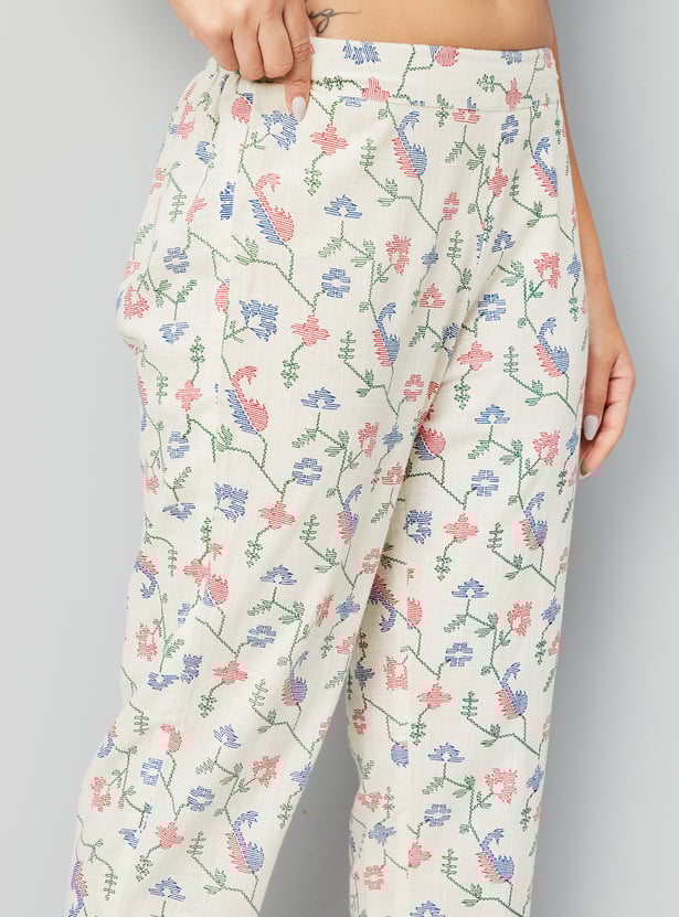 Women Floral Print Straight Kurta Set