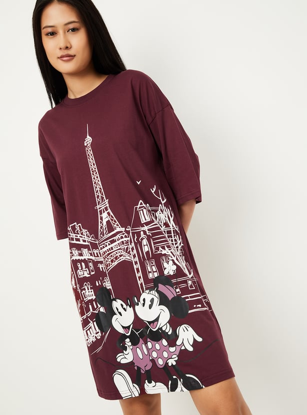 Buy Women Mickey Mouse Print Boxy Fit Chemise Online at just Rs