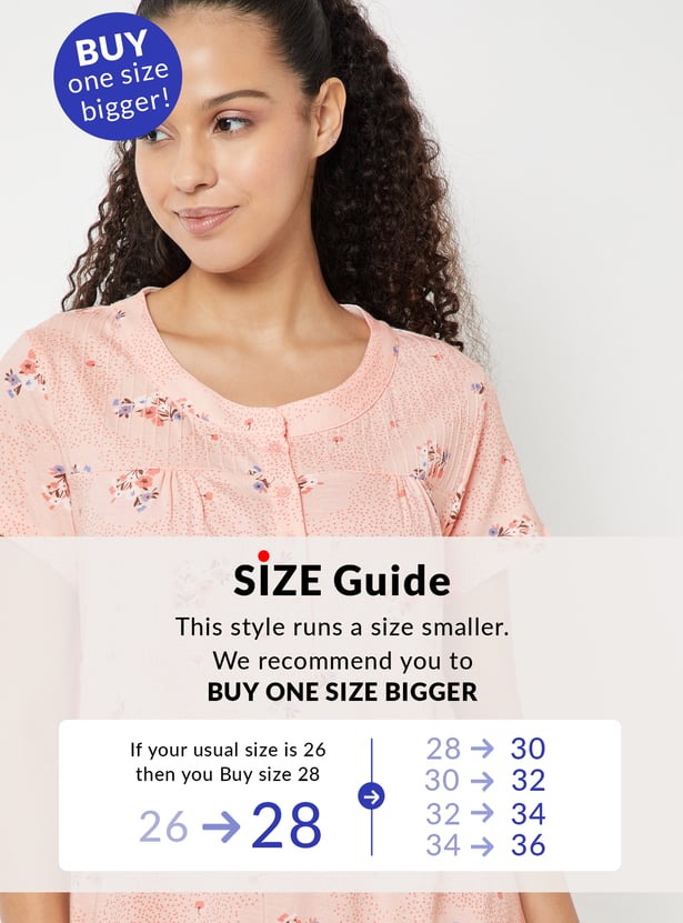 Women Floral Print Maxi Night Gown