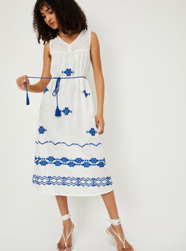Women Embroidered Midi Dress