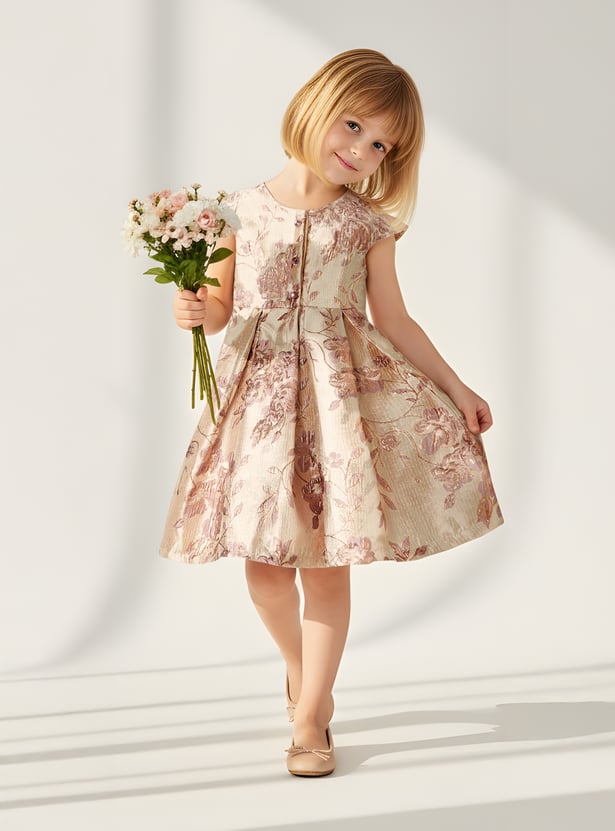 Buy Girls Floral Embellished A-line Dress Online at just Rs. 899.0