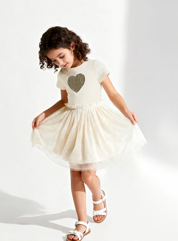 Girls Embellished Tulle Dress