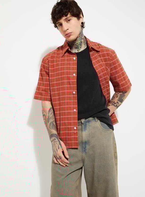 URB_N Men Check Relaxed Fit Shirt