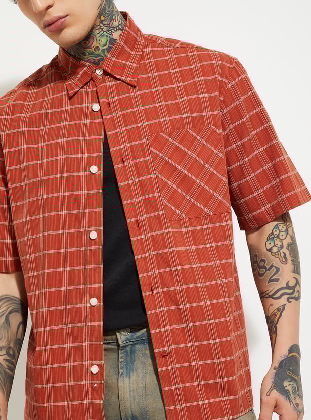 URB_N Men Check Relaxed Fit Shirt