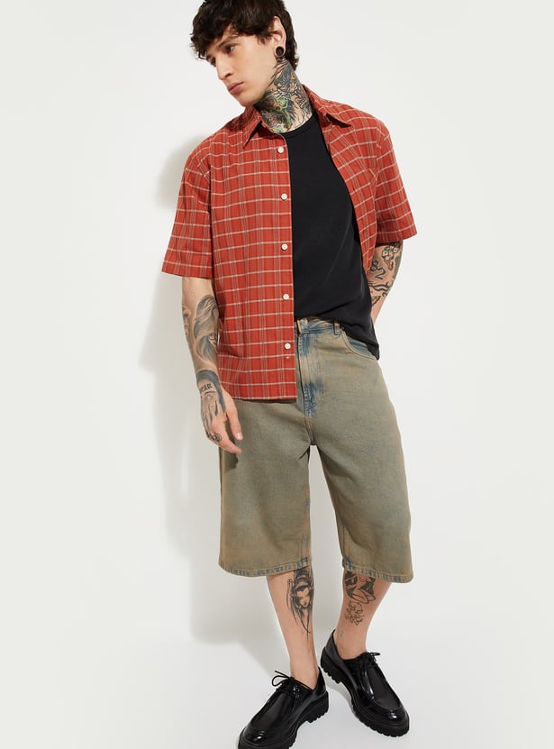URB_N Men Check Relaxed Fit Shirt