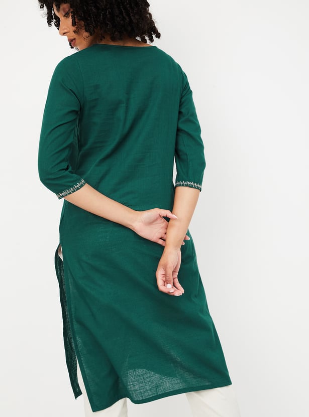 Women Embroidered Straight Kurta