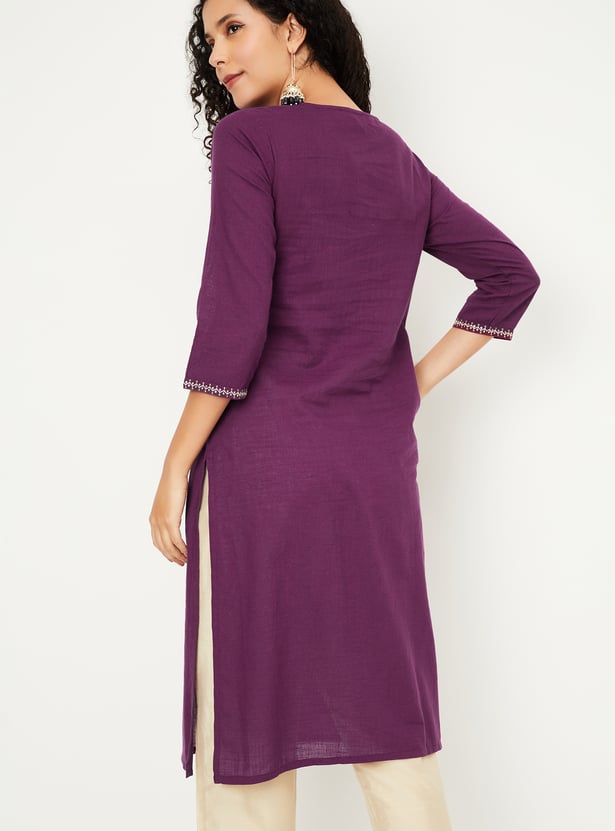 Women Embroidered Straight Kurta