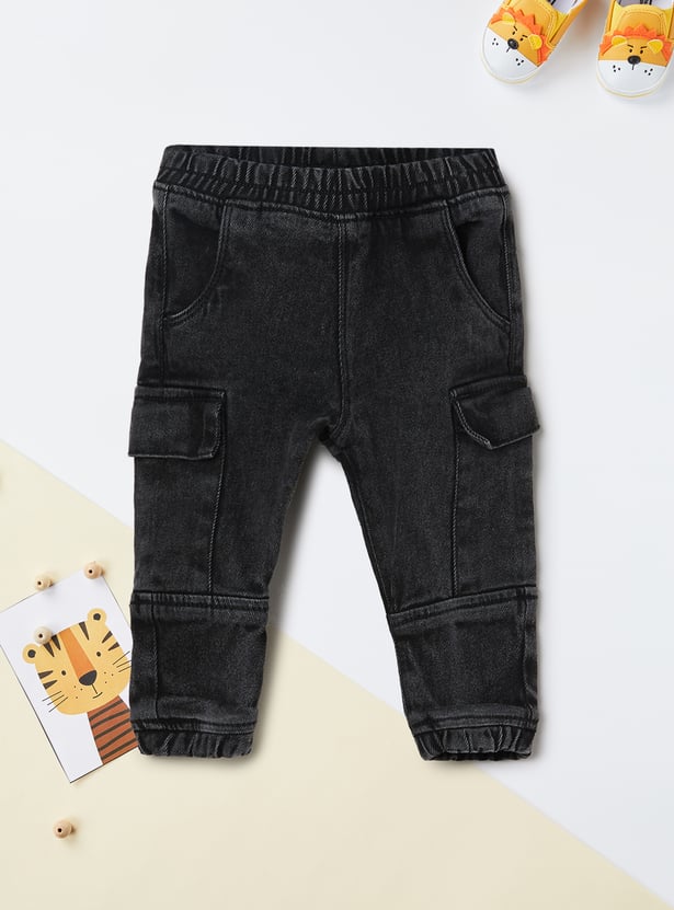 Boys Washed Denim Cargo Joggers