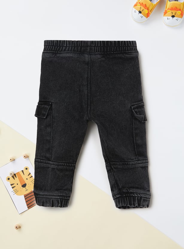 Boys Washed Denim Cargo Joggers