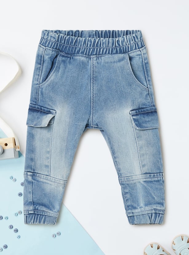 Boys Washed Denim Cargo Joggers