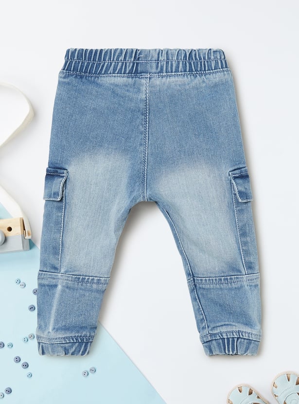 Boys Washed Denim Cargo Joggers