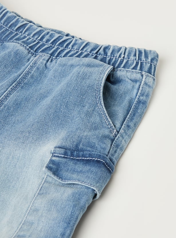 Boys Washed Denim Cargo Joggers