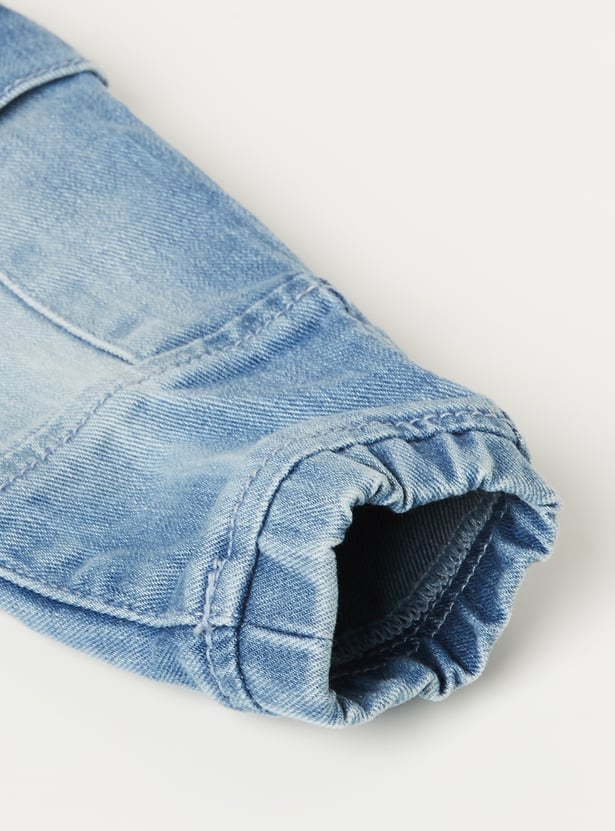 Boys Washed Denim Cargo Joggers