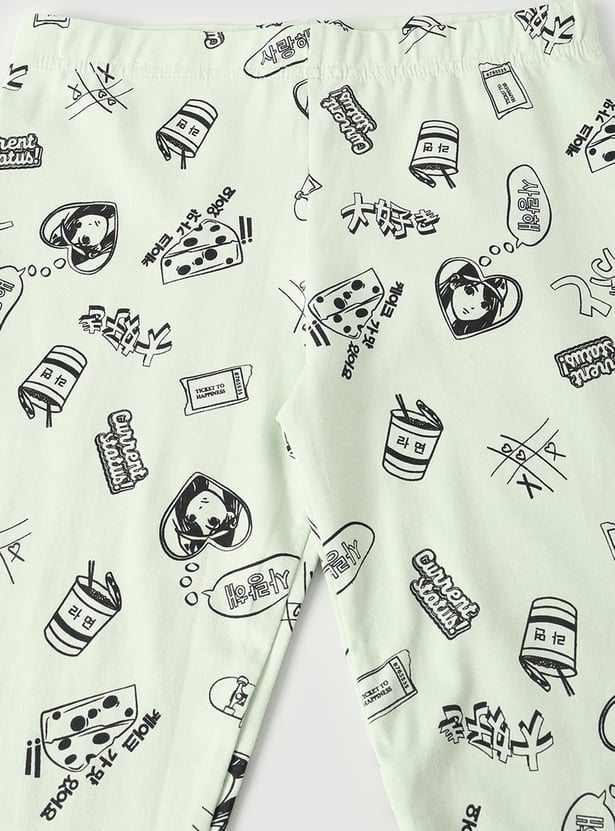 Girls Printed Leggings - Pack of 2